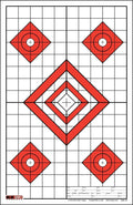 25 EZ2C Targets Style 28: Five Diamonds. Pad of 25 Paper Shooting Targets 11”x17” USA MADE