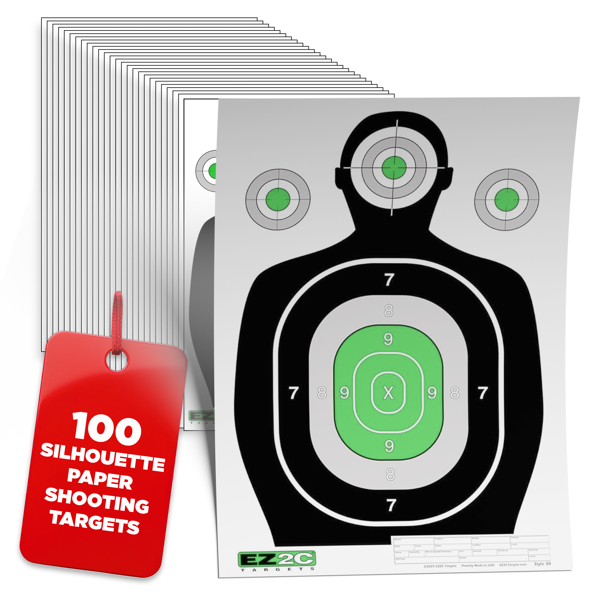 EZ2C RD11 Silhouette 12"x18"  Paper Shooting Target Made in USA