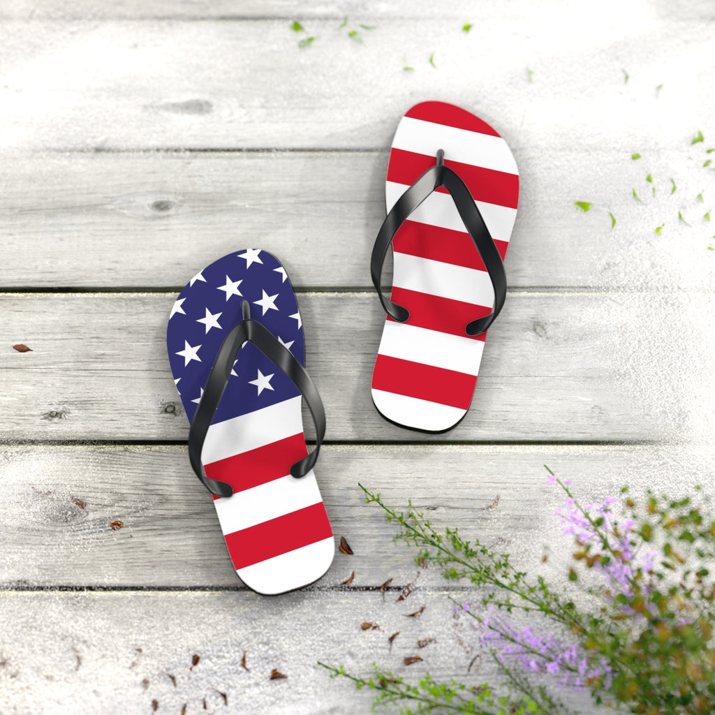 Patriotic Flip Flops | USA Flag Sandals | Fourth of July Footwear, Summer Beach Shoes, Independence Day Gift, Travel Slippers