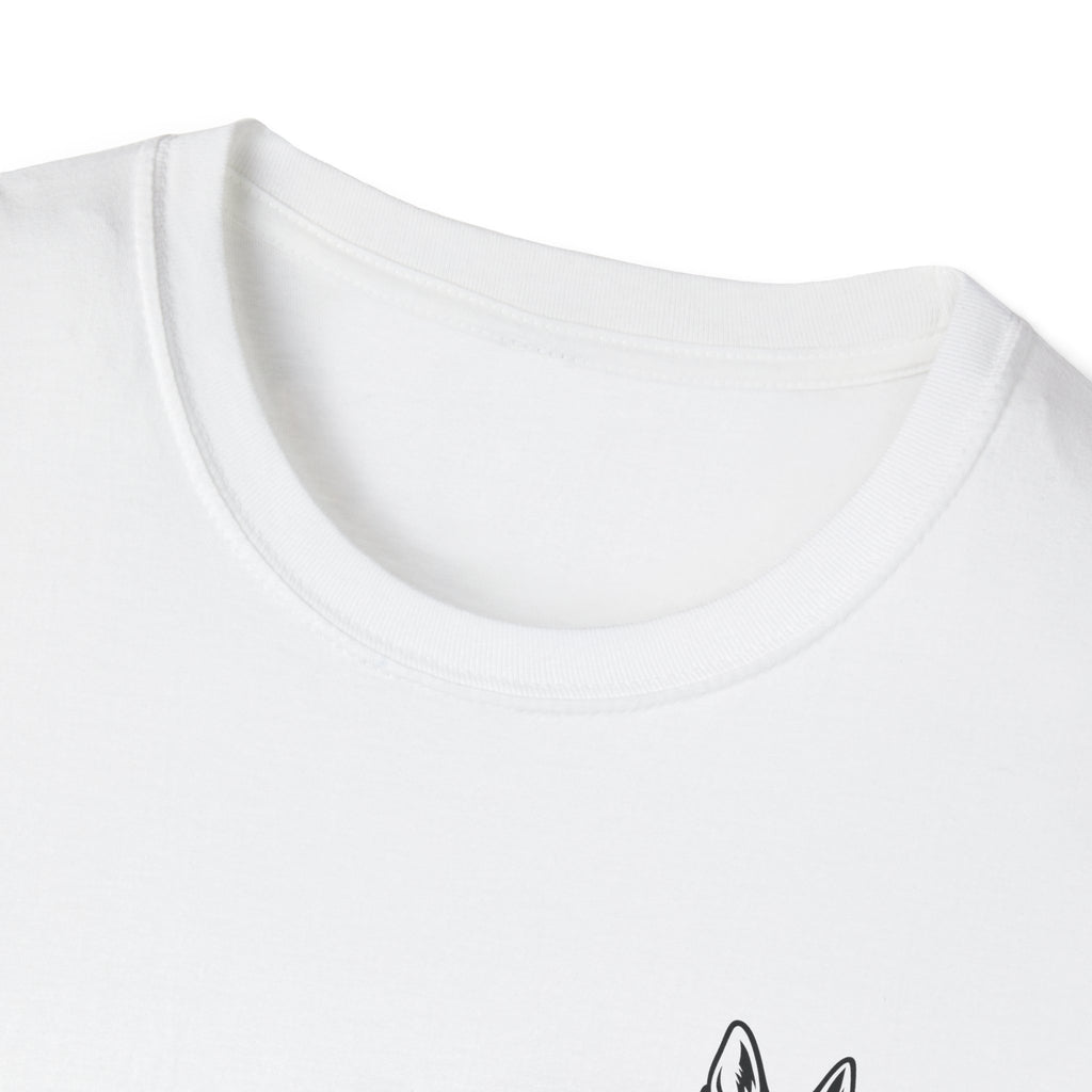 German Shepherd Minimalist Pocket T-Shirt — Small Inked Dog Head Tee