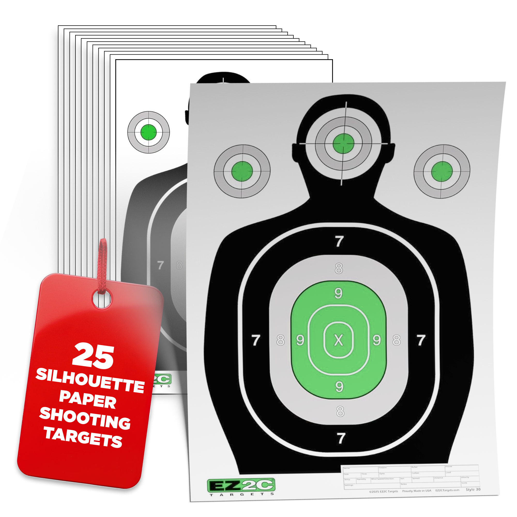 EZ2C RD11 Silhouette 12"x18"  Paper Shooting Target Made in USA