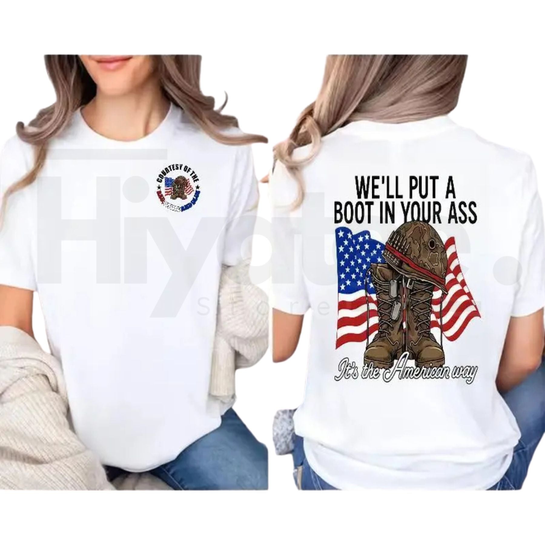 "Put A Boot In Your Ass" Patriotic – Red White and Blue Military Top
