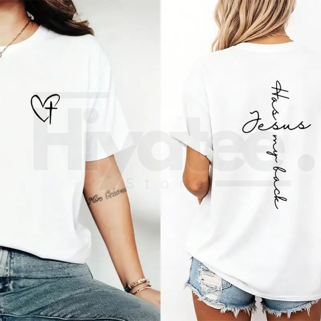 "Jesus Has My Back" Graphic Print Tee – Inspirational Christian Faith T-Shirt
