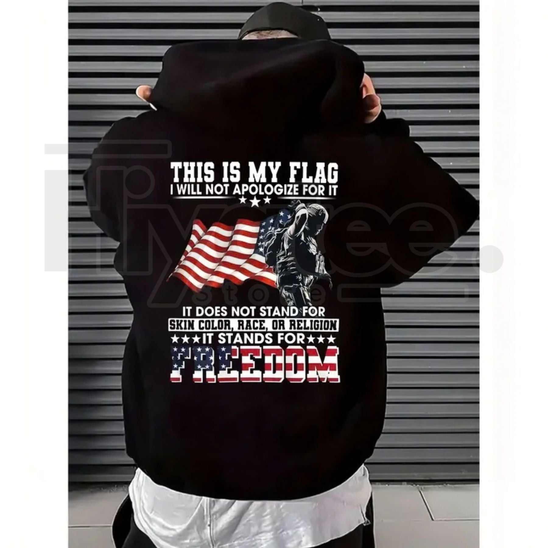 "Stand For Freedom" Vintage Patriotic – American Flag & Soldier Graphic Tee