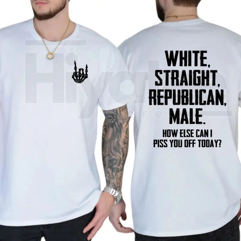 "White Straight Republican Male" – Bold Political Men’s Graphic Top