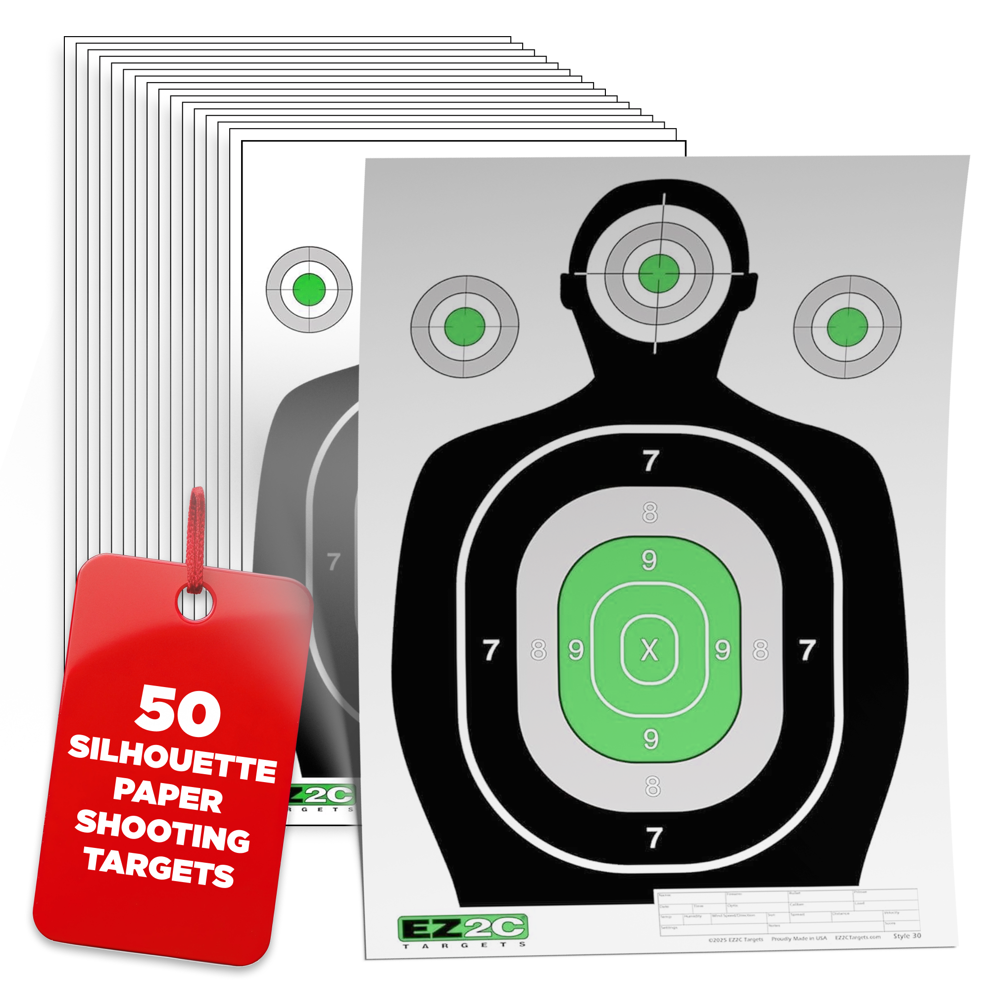 EZ2C RD11 Silhouette 12"x18"  Paper Shooting Target Made in USA