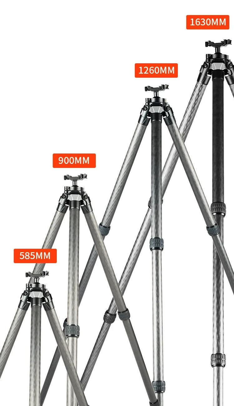 Linkogear HT-324C Carbon Fiber Tripod – Picatinny/Arca, 64" Max, 66lb Capacity - Brown