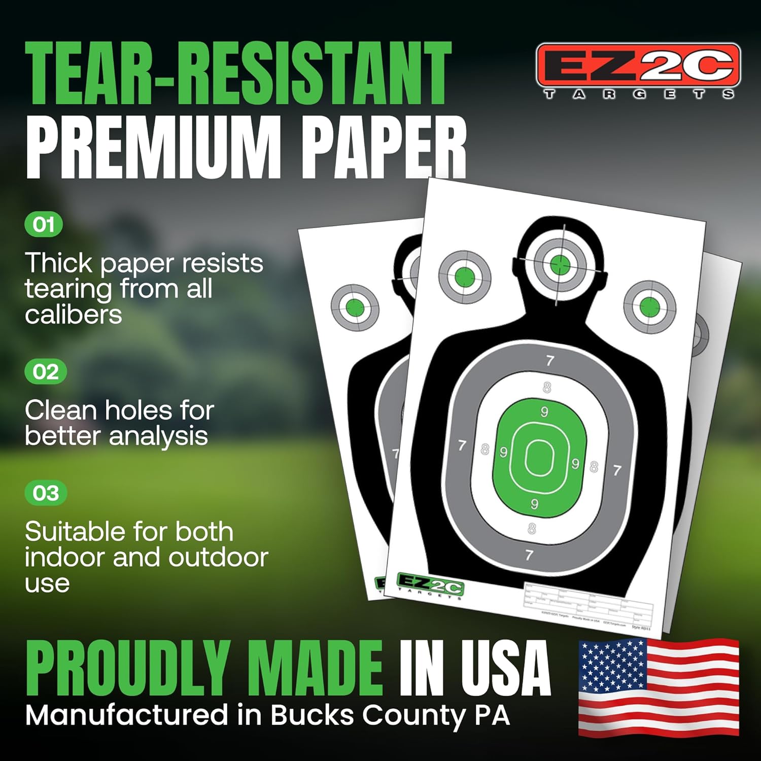 EZ2C RD11 Silhouette 12"x18"  Paper Shooting Target Made in USA