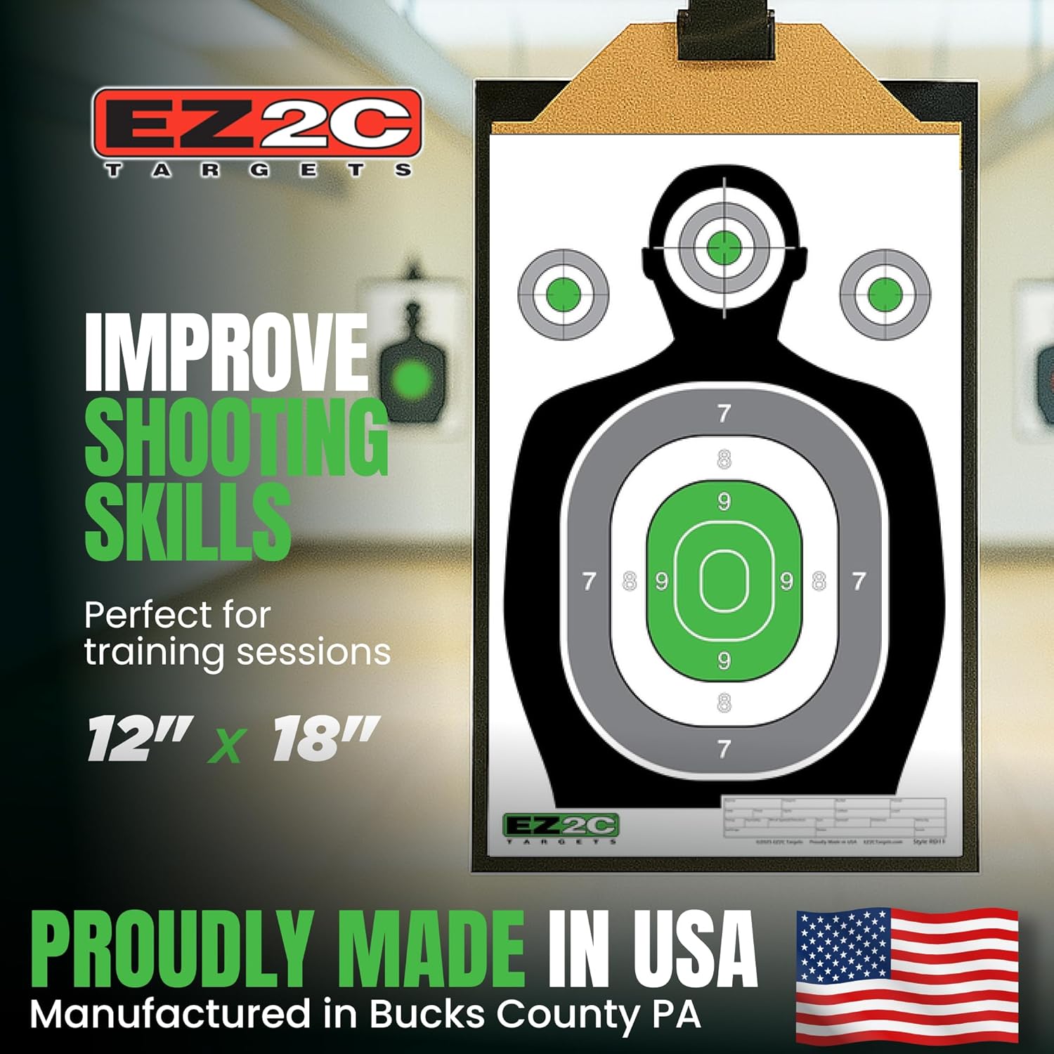 EZ2C RD11 Silhouette 12"x18"  Paper Shooting Target Made in USA