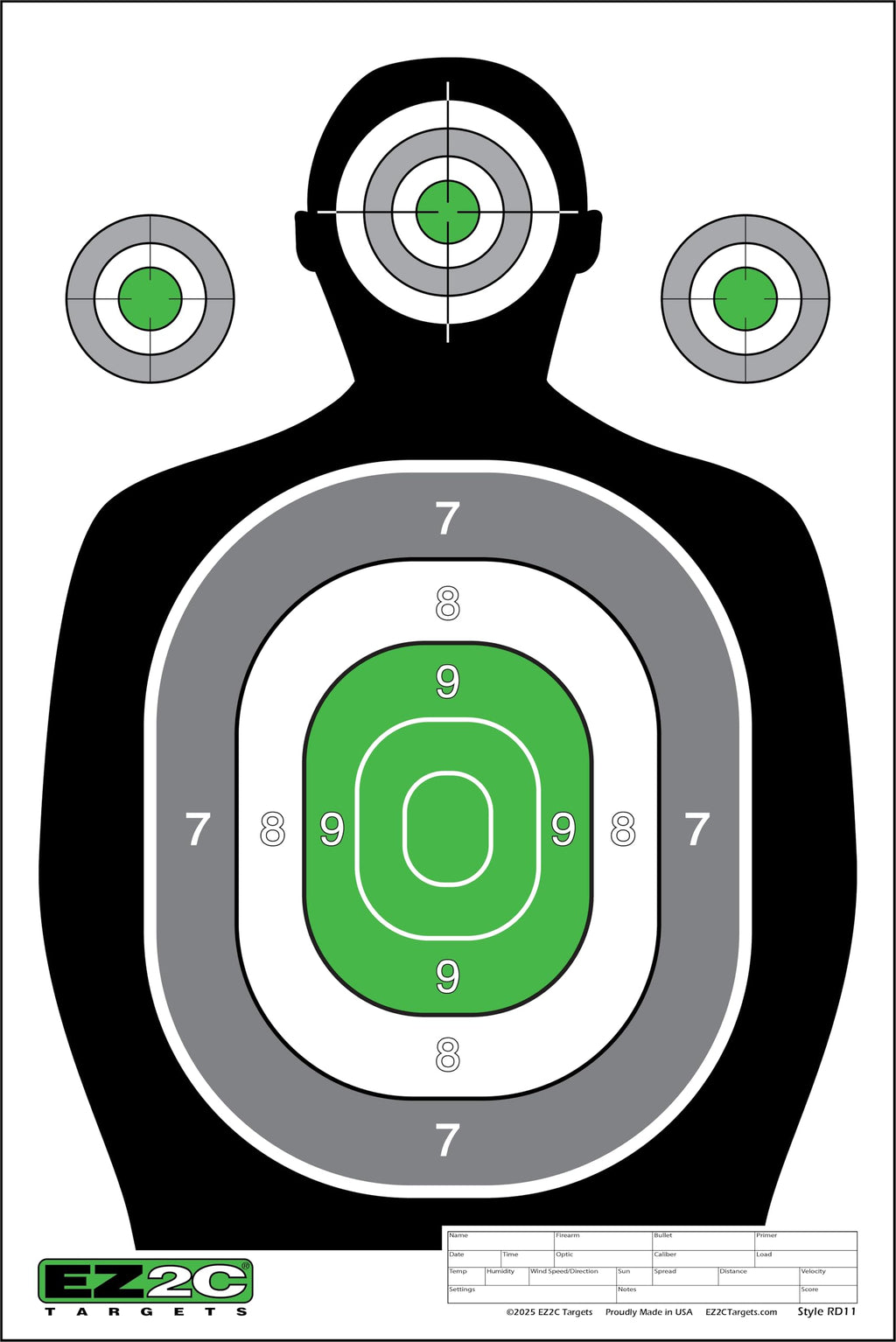 EZ2C RD11 Silhouette 12"x18"  Paper Shooting Target Made in USA