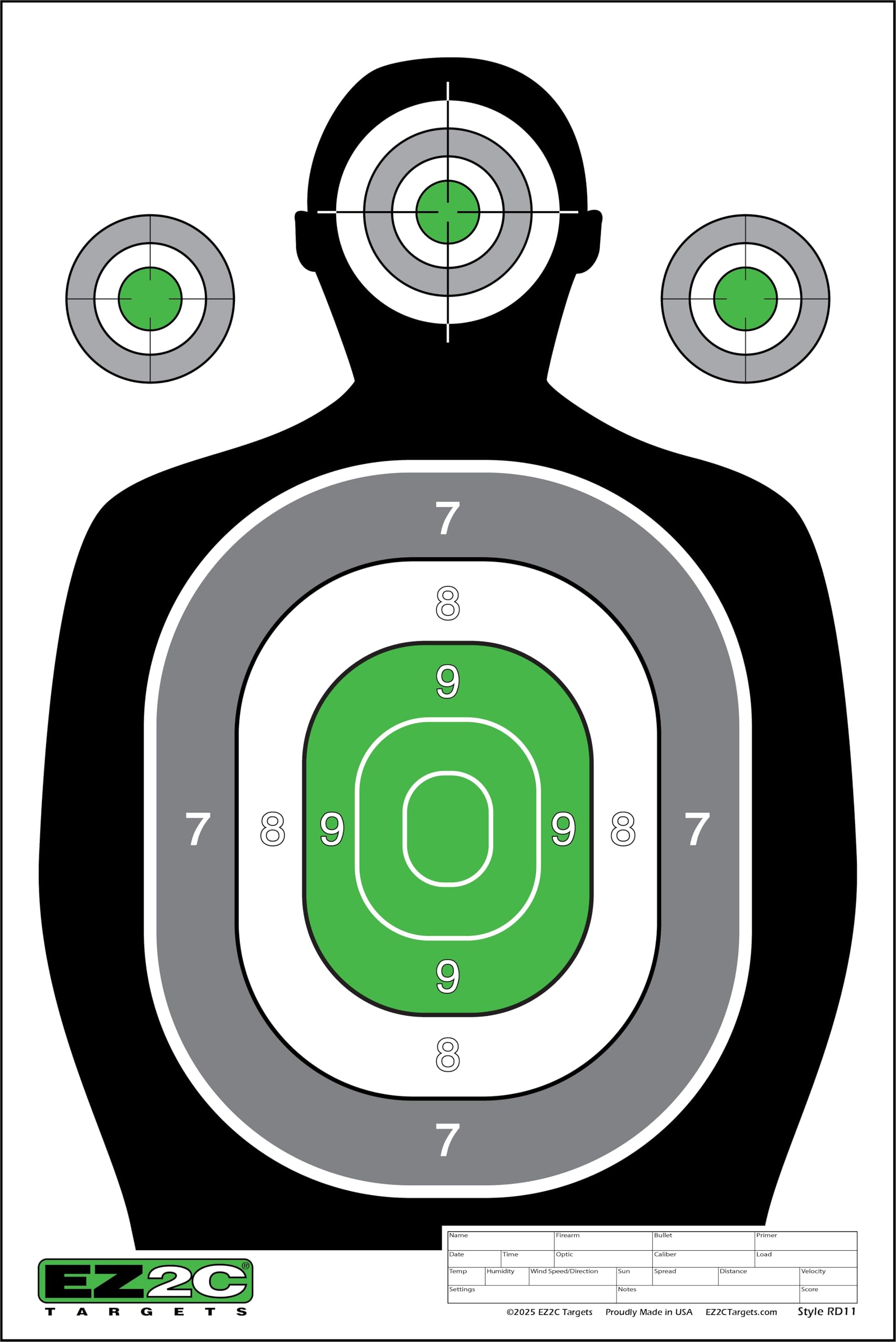 EZ2C RD11 Silhouette 12"x18"  Paper Shooting Target Made in USA