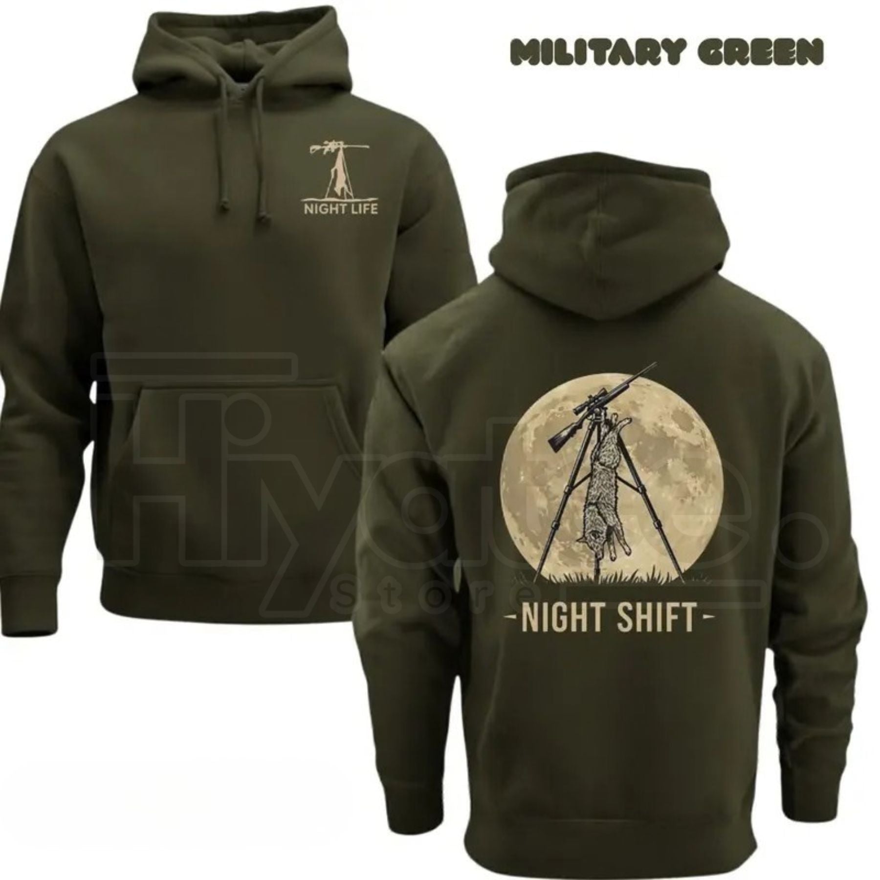 Coyote Night Life Hunting Hoodie – Thermal Predator Hunter Gear, Pullover Hoodie Gift for Hunters