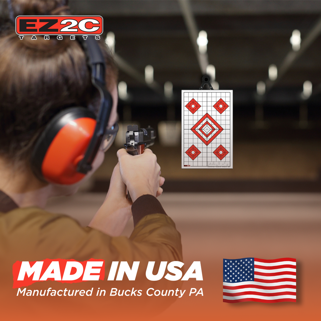 25 EZ2C Targets Style 28: Five Diamonds. Pad of 25 Paper Shooting Targets 11”x17” USA MADE