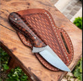 Handcrafted Western Knife – 8" Rasp Steel Blade with Snake Wood Handle & Leather Sheath
