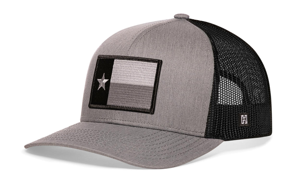 Texas Flag Trucker Hat  |  Gray-Black Tactical TX Snapback