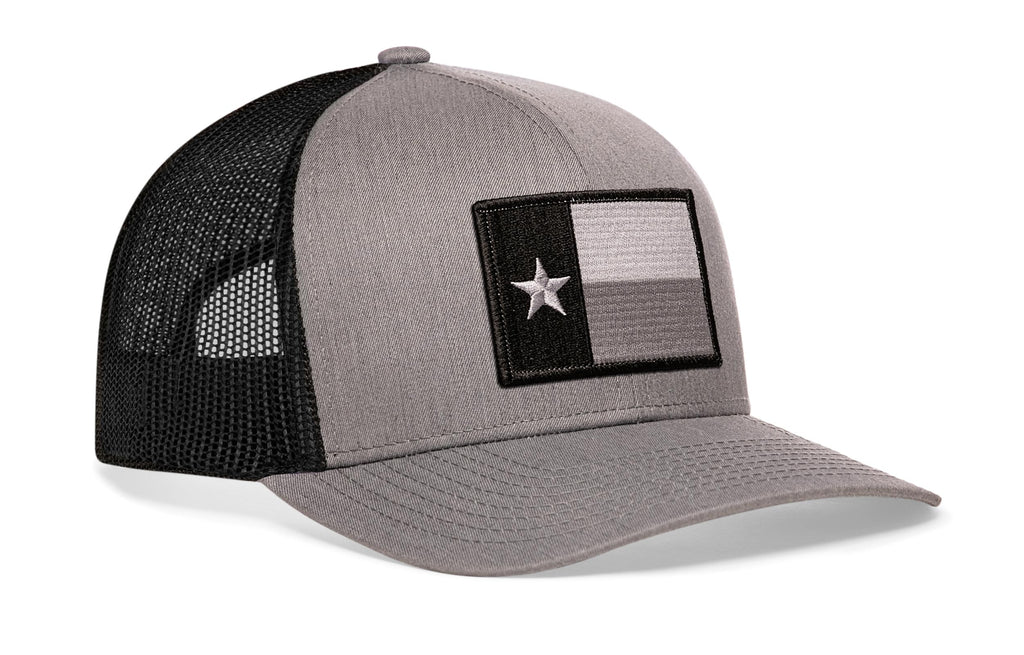 Texas Flag Trucker Hat  |  Gray-Black Tactical TX Snapback
