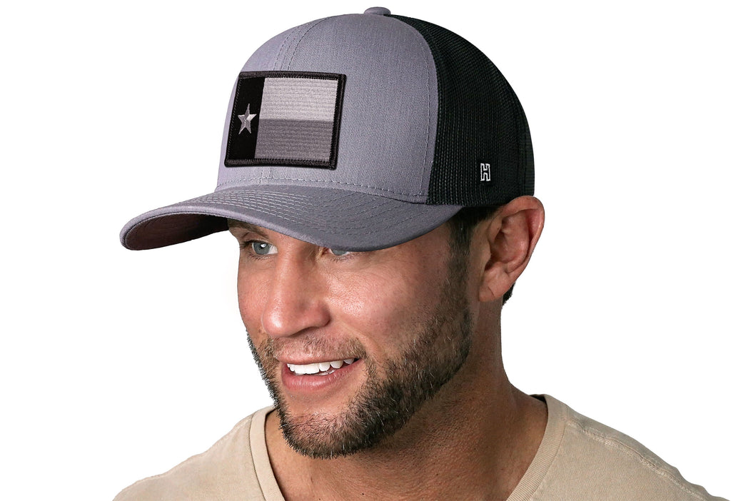 Texas Flag Trucker Hat  |  Gray-Black Tactical TX Snapback