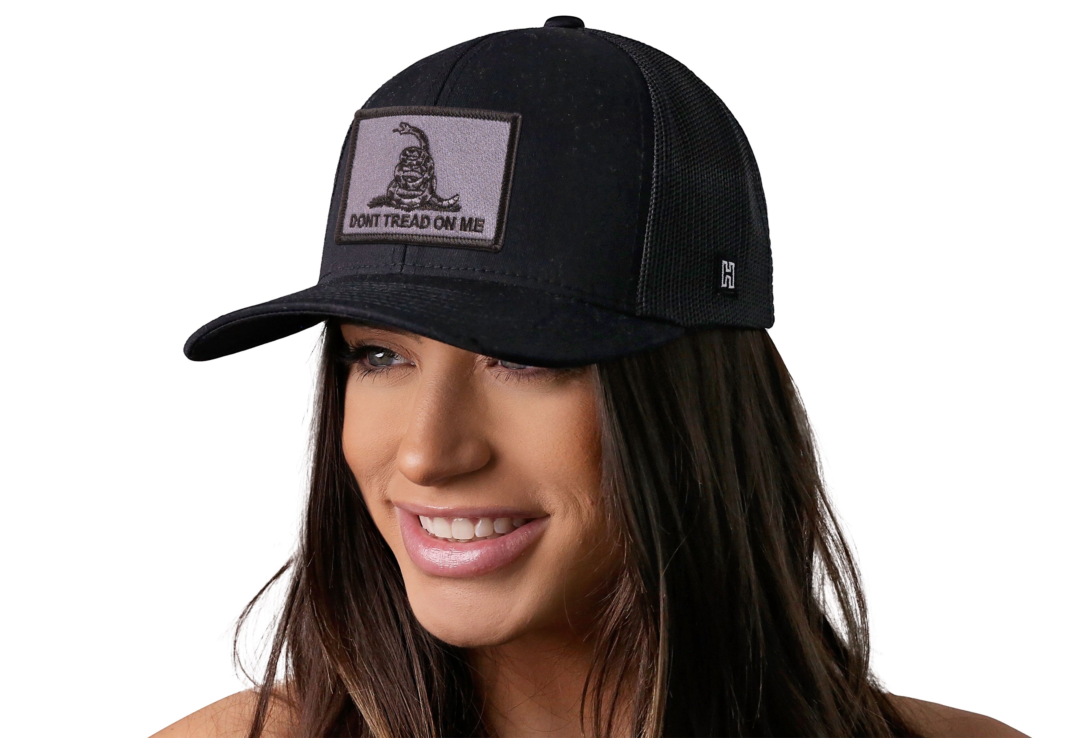 Dont Tread On Me Trucker Hat  |  Black Gadsden Flag Tactical Snapback