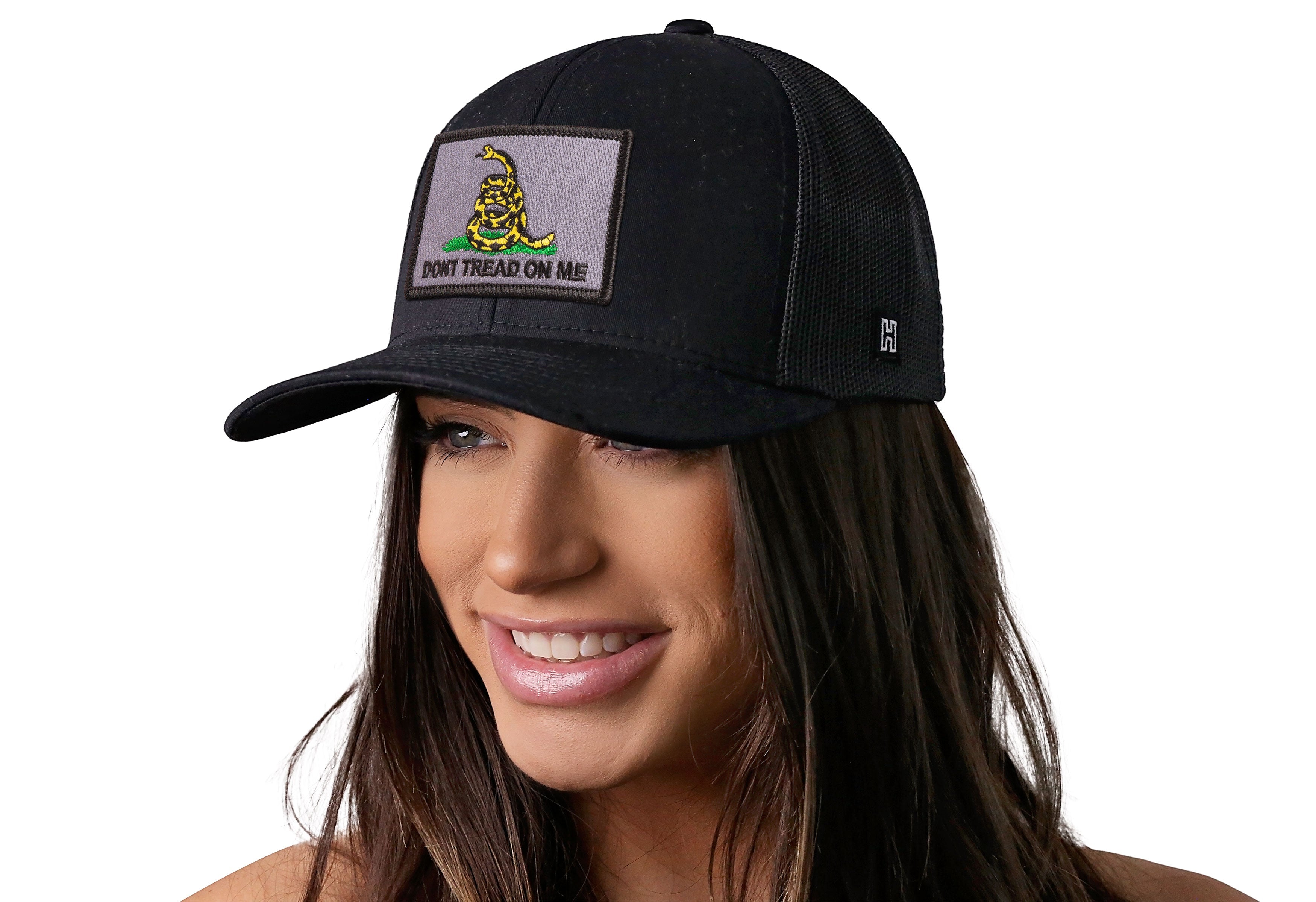 Dont Tread On Me Trucker Hat  |  Black Gadsden Flag Tactical Snapback
