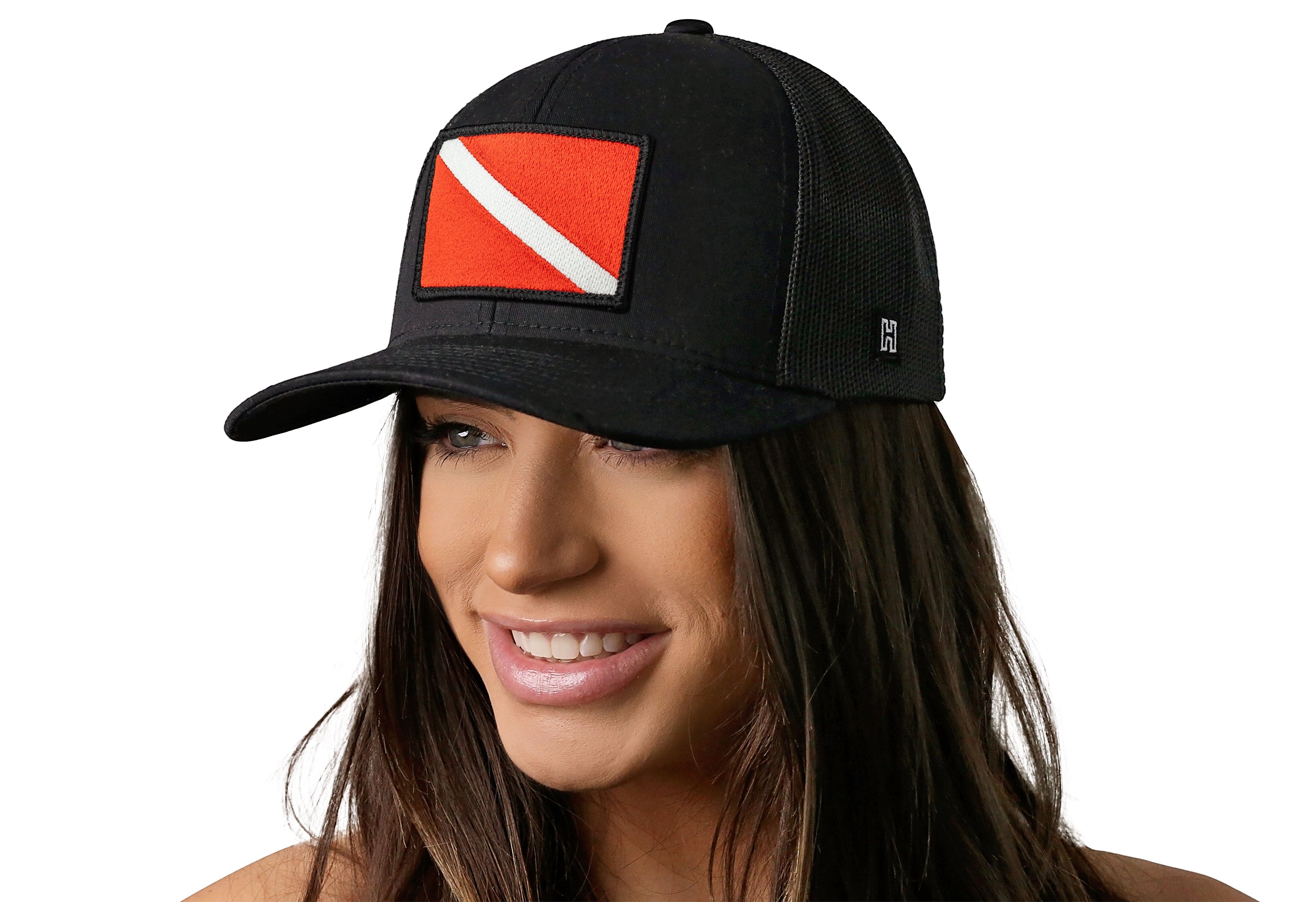 Dive Flag Trucker Hat  |  Black Scuba Diving Snapback