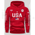 USA Flag Print Men’s Fleece Hoodie – United States Letter Print Unisex Knit Pullover for Couples & Students, 2026 Spring Fashion