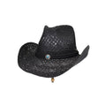 C.C Women's Paper Weave Cowboy Hat with Turquoise Accent