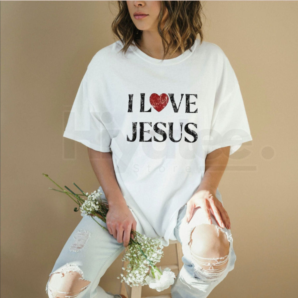 Vintage "I Love Jesus" Classic T-Shirt – Retro Streetwear Letter Print Tee