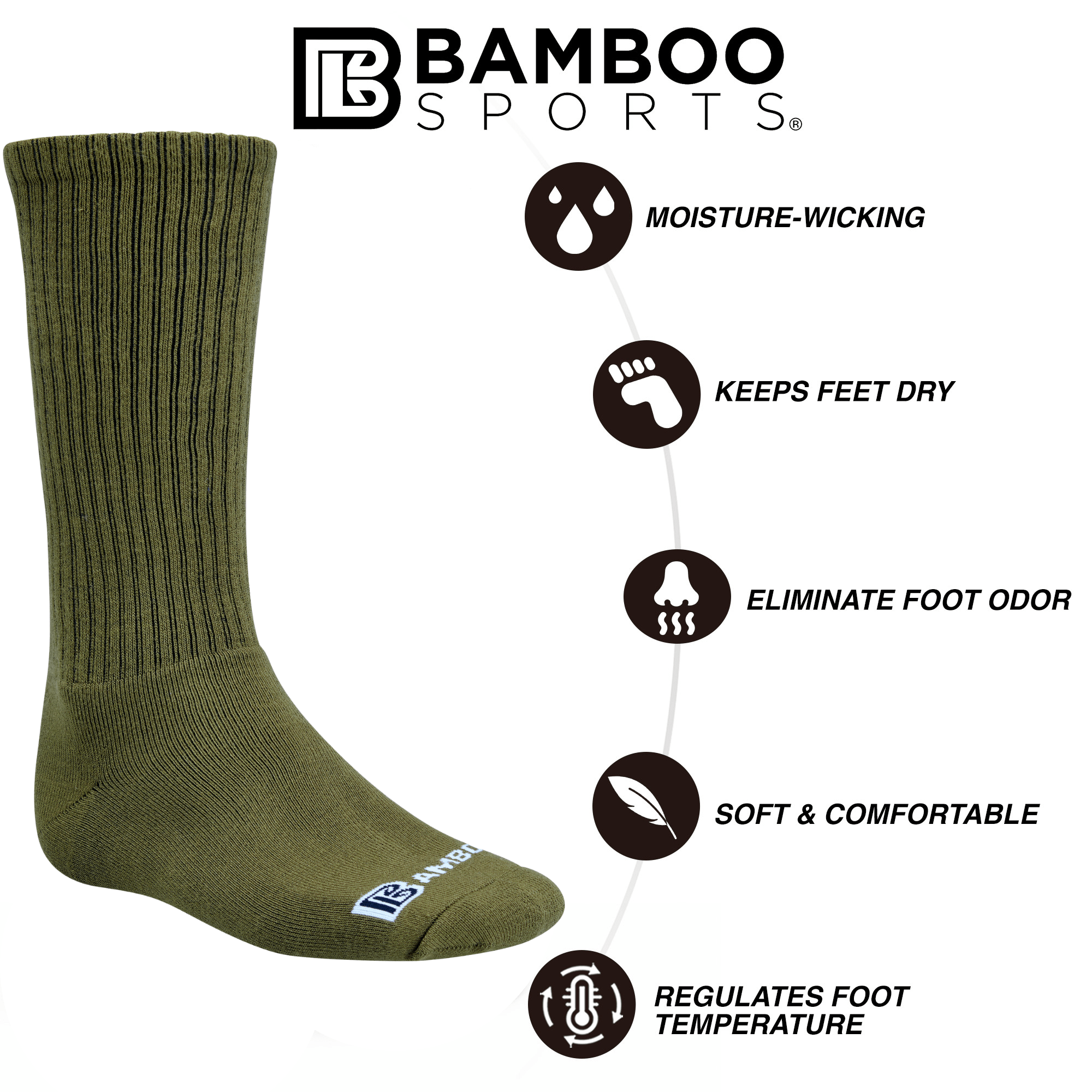 Military Knee high Premium Crew Socks (2 Pack)