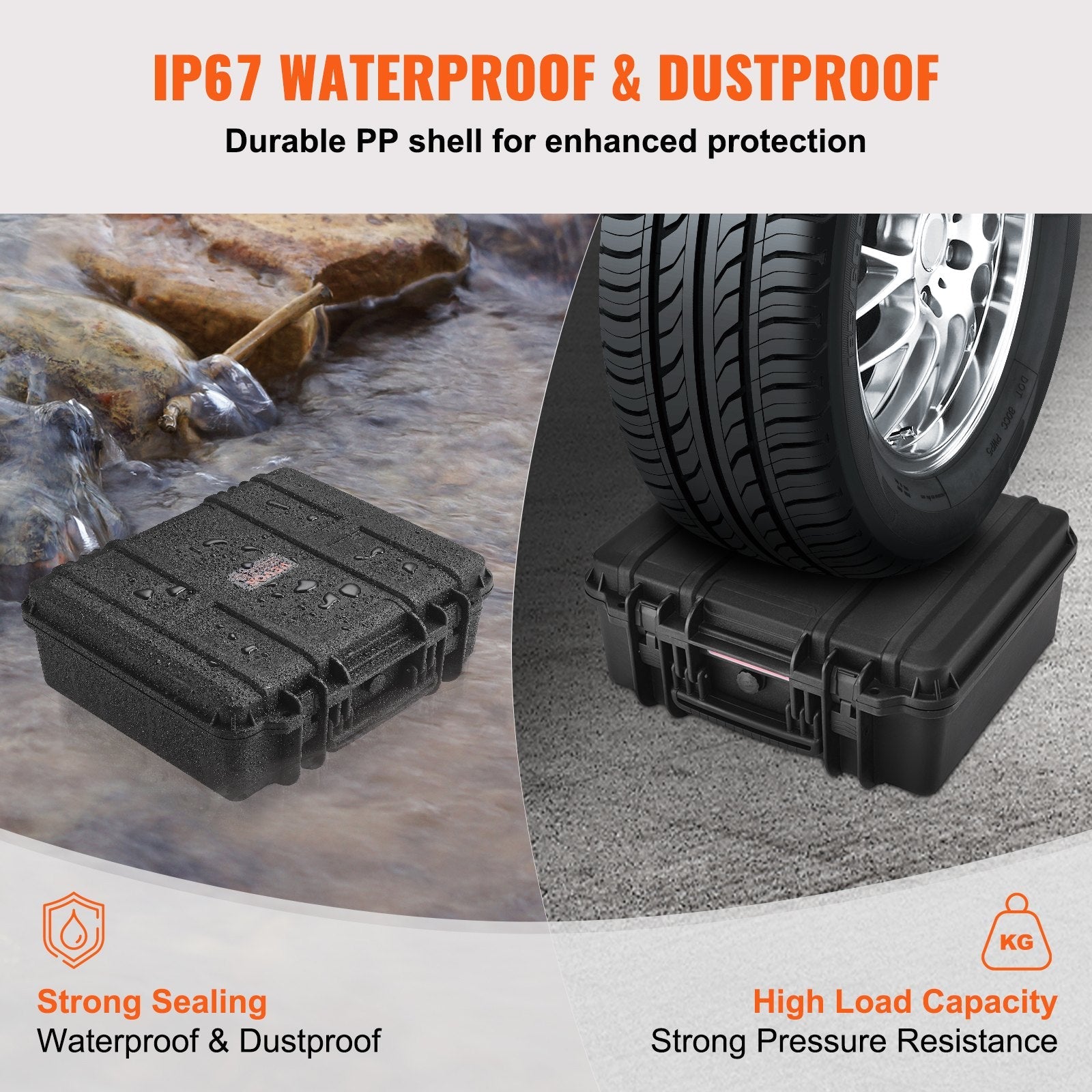 Hard Pistol Cases with Pre-cut Lining, Waterproof & Dustproof Hard Gun Case for 6 Pistol, 19.3×17.1×8.3 in Lockable Pistol Case, Black