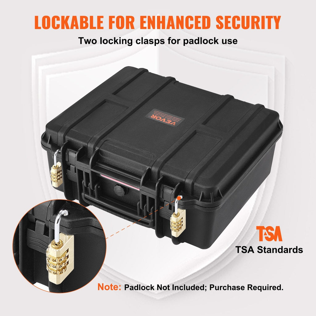 Hard Pistol Cases with Pre-cut Lining, Waterproof & Dustproof Hard Gun Case for 6 Pistol, 19.3×17.1×8.3 in Lockable Pistol Case, Black