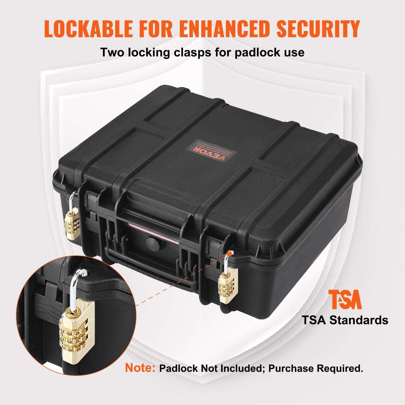 Hard Pistol Cases with Pre-cut Lining, Waterproof & Dustproof Hard Gun Case for 6 Pistol, 19.3×17.1×8.3 in Lockable Pistol Case, Black