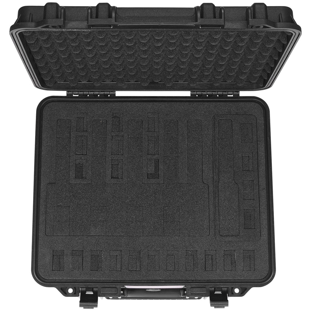 Hard Pistol Cases with Pre-cut Lining, Waterproof & Dustproof Hard Gun Case for 6 Pistol, 19.3×17.1×8.3 in Lockable Pistol Case, Black