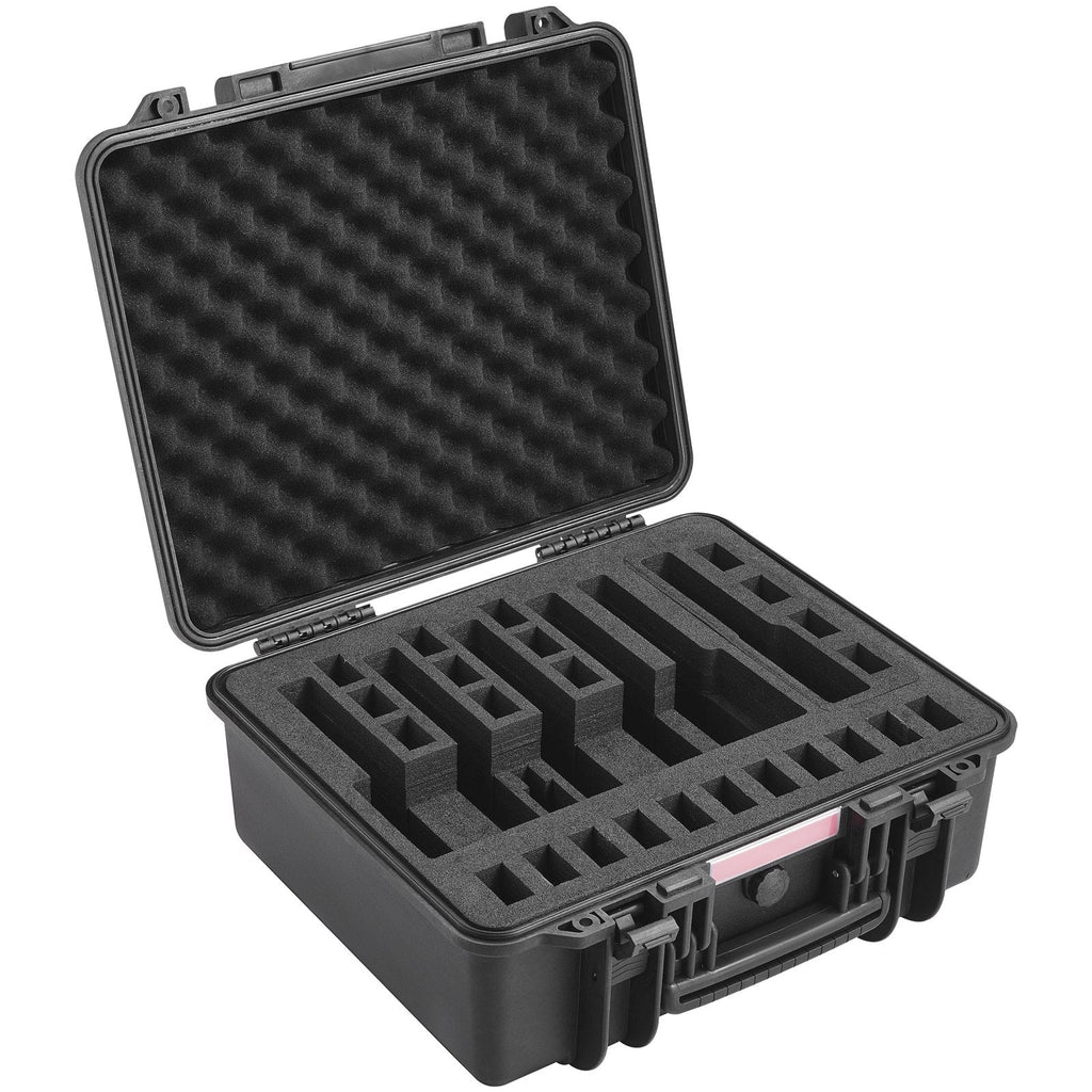 Hard Pistol Cases with Pre-cut Lining, Waterproof & Dustproof Hard Gun Case for 6 Pistol, 19.3×17.1×8.3 in Lockable Pistol Case, Black