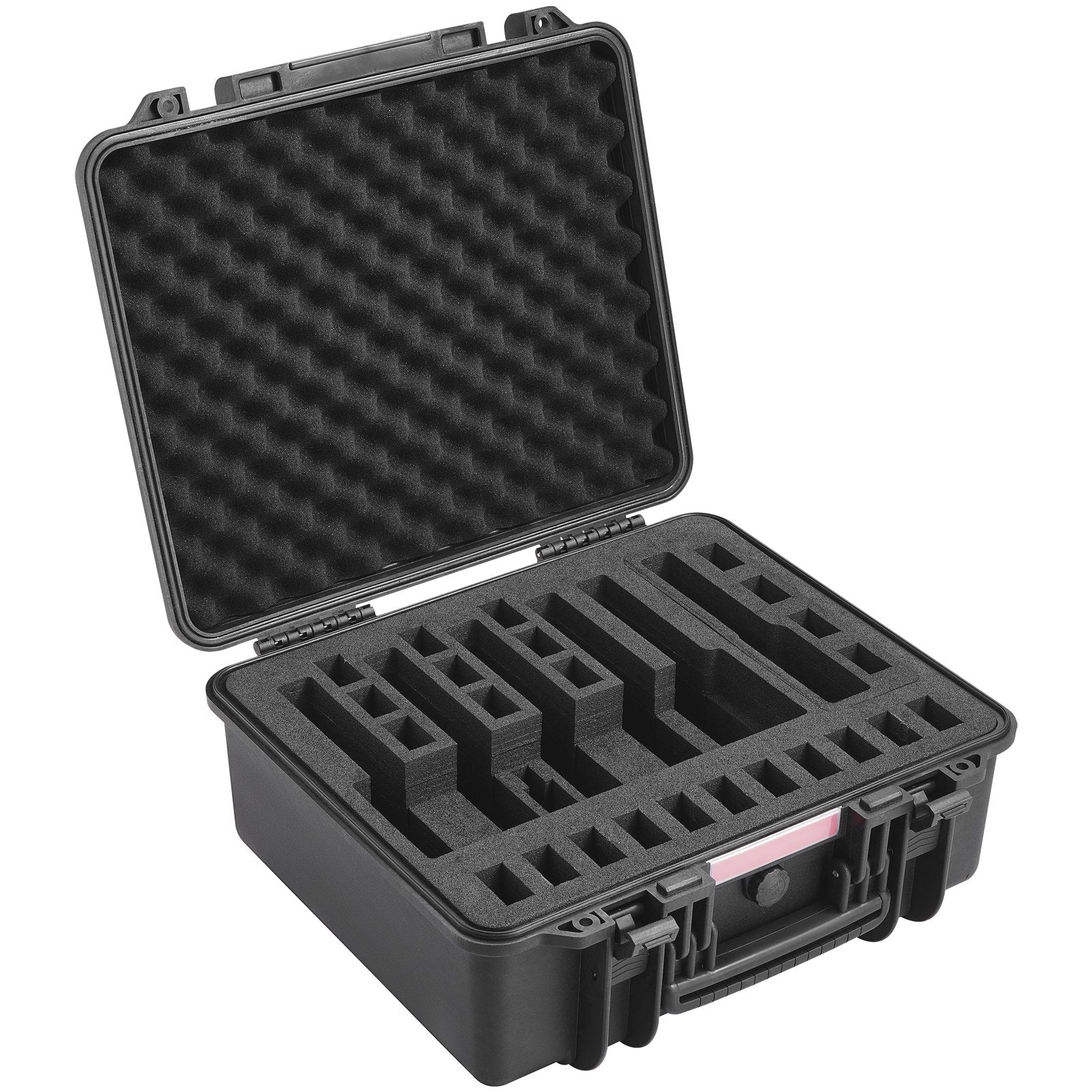 Hard Pistol Cases with Pre-cut Lining, Waterproof & Dustproof Hard Gun Case for 6 Pistol, 19.3×17.1×8.3 in Lockable Pistol Case, Black